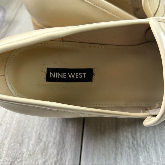 WORN 1x Nine West Avalia Cream Block Platform Heeled Loafer Women’s Size 9 - Picture 9 of 10